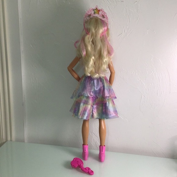 Barbie 28” Doll Tie Dye Sparkle hair with Crown and hair brush EUC - Picture 9 of 11